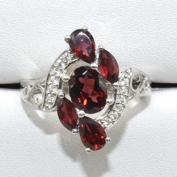 Silver Garnet Cubic Zirconia (3.95ct) Ring - Picture 1 of 4